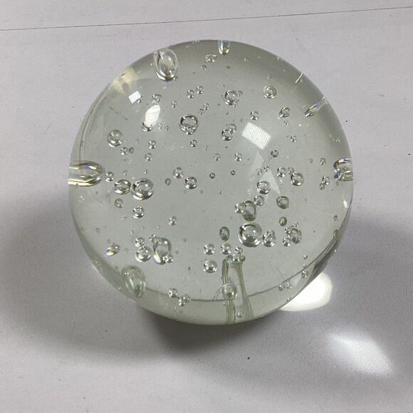 Vintage Paperweight Glass Sphere Clear Controlled Bubbles 3" - Picture 2 of 7